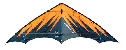 Elliot Gladiator 1.8 - Zweileiner-Power-Lenkdrachen/Stabdrachen (2-Leiner) rtf (flugfertig) 183 cm x 79 cm Cfk-Rohr 6 mm schwarz/orange